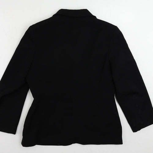 AMARANTO Womens Black Jacket Blazer Size 14 Button