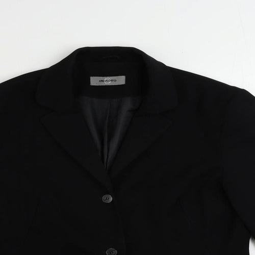 AMARANTO Womens Black Jacket Blazer Size 14 Button