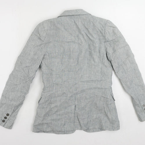 Gharani Strok Womens Blue Striped Jacket Blazer Size XS Button