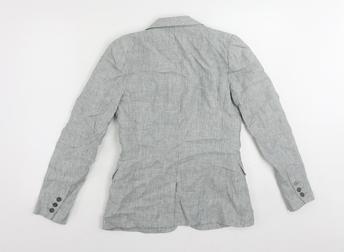 Gharani Strok Womens Blue Striped Jacket Blazer Size XS Button