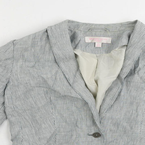 Gharani Strok Womens Blue Striped Jacket Blazer Size XS Button
