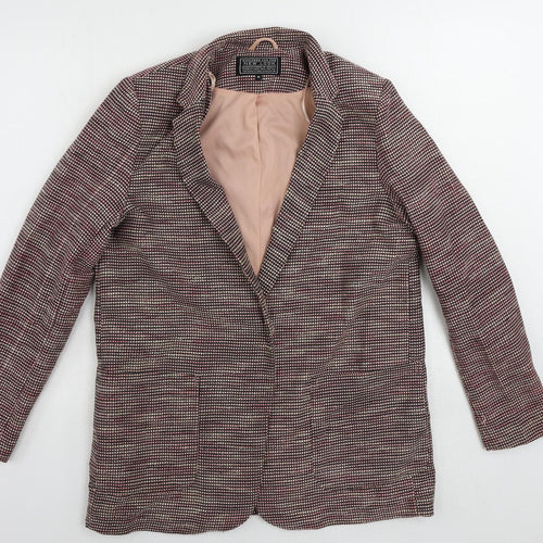New Look Womens Pink Geometric Jacket Blazer Size 12 Snap