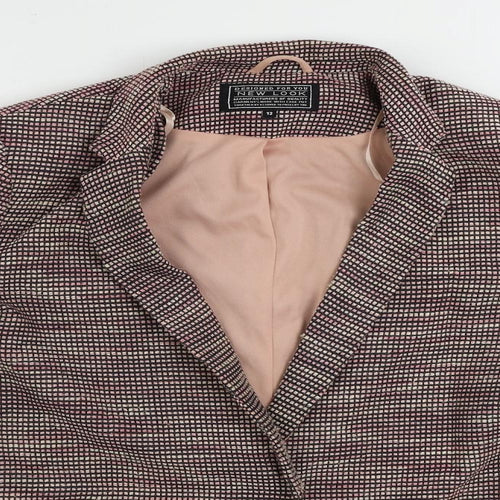 New Look Womens Pink Geometric Jacket Blazer Size 12 Snap
