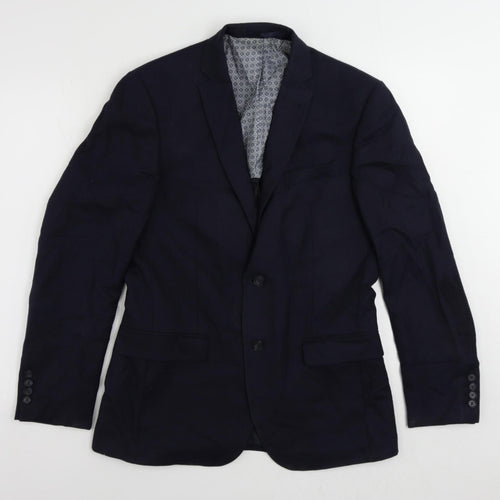Racing Green Mens Blue Wool Jacket Suit Jacket Size 38 Regular