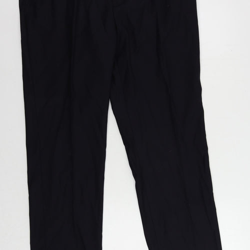 Frank Tailor Mens Blue Wool Dress Pants Trousers Size 36 in L31 in Regular Zip