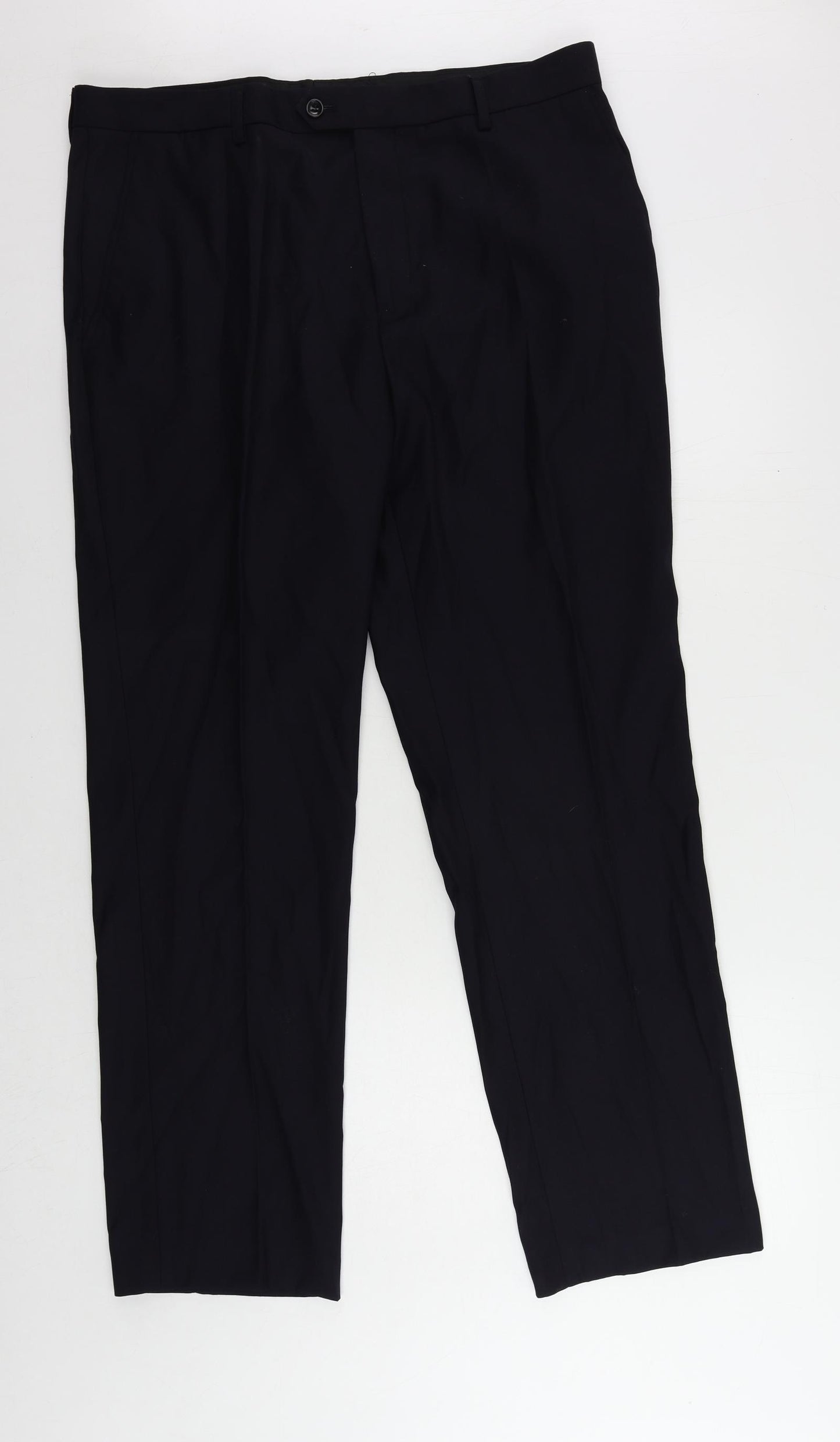 Frank Tailor Mens Blue Wool Dress Pants Trousers Size 36 in L31 in Regular Zip