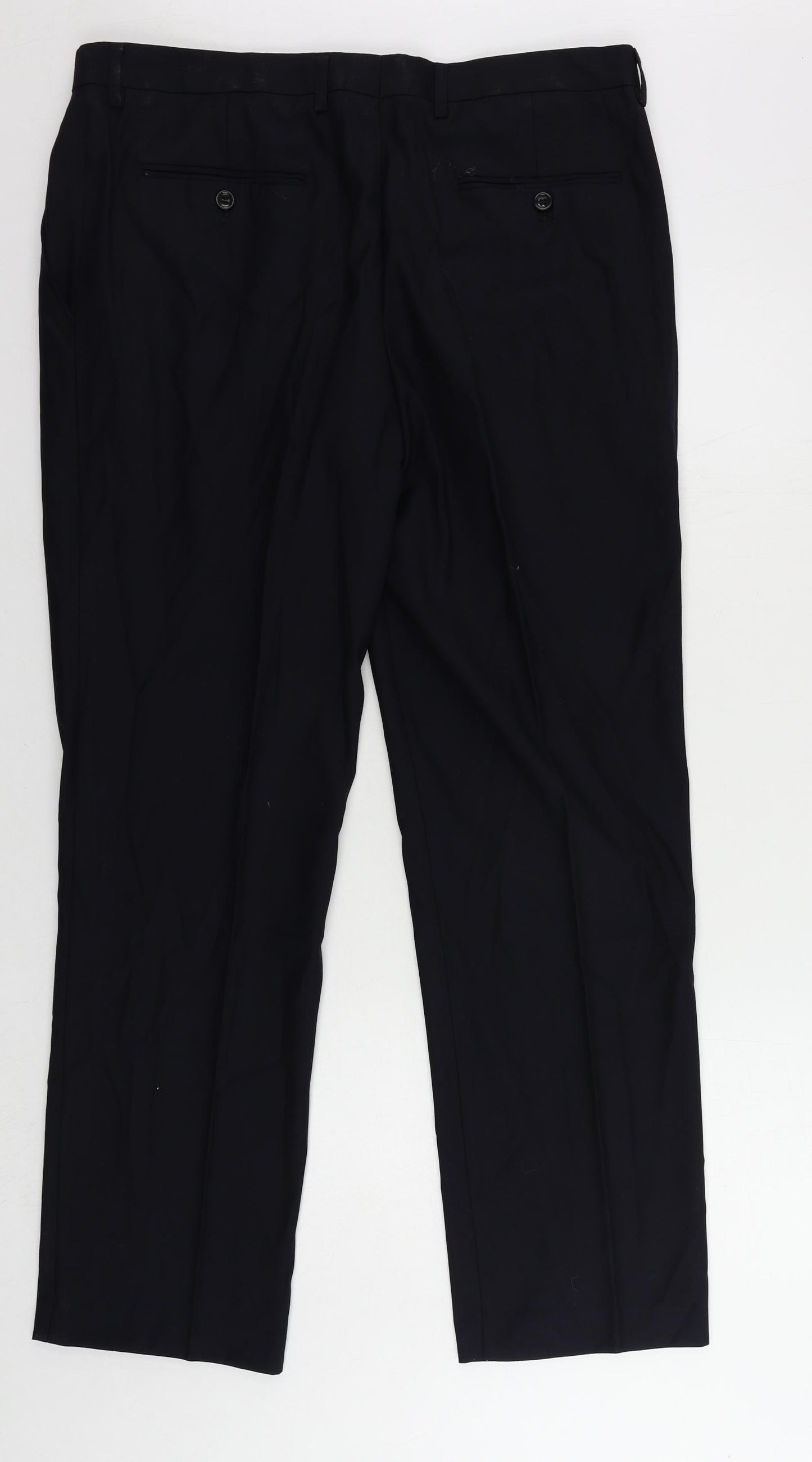 Frank Tailor Mens Blue Wool Dress Pants Trousers Size 36 in L31 in Regular Zip