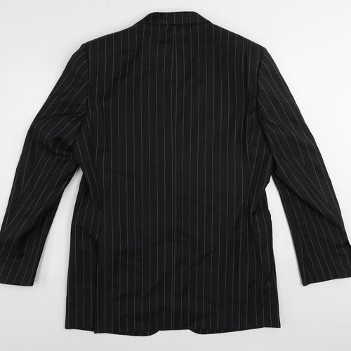 Marks and Spencer Mens Black Striped Wool Jacket Suit Jacket Size 42 Regular