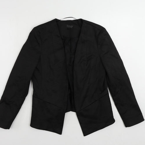 Topshop Womens Black Animal Print Jacket Blazer Size 12 - Open