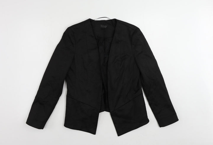 Topshop Womens Black Animal Print Jacket Blazer Size 12 - Open