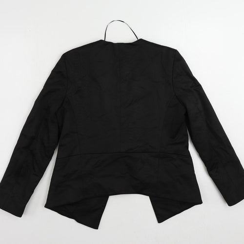 Topshop Womens Black Animal Print Jacket Blazer Size 12 - Open