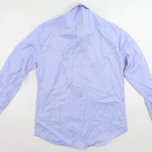 Marks and Spencer Mens Blue Cotton Dress Shirt Size 15.5 Collared Button