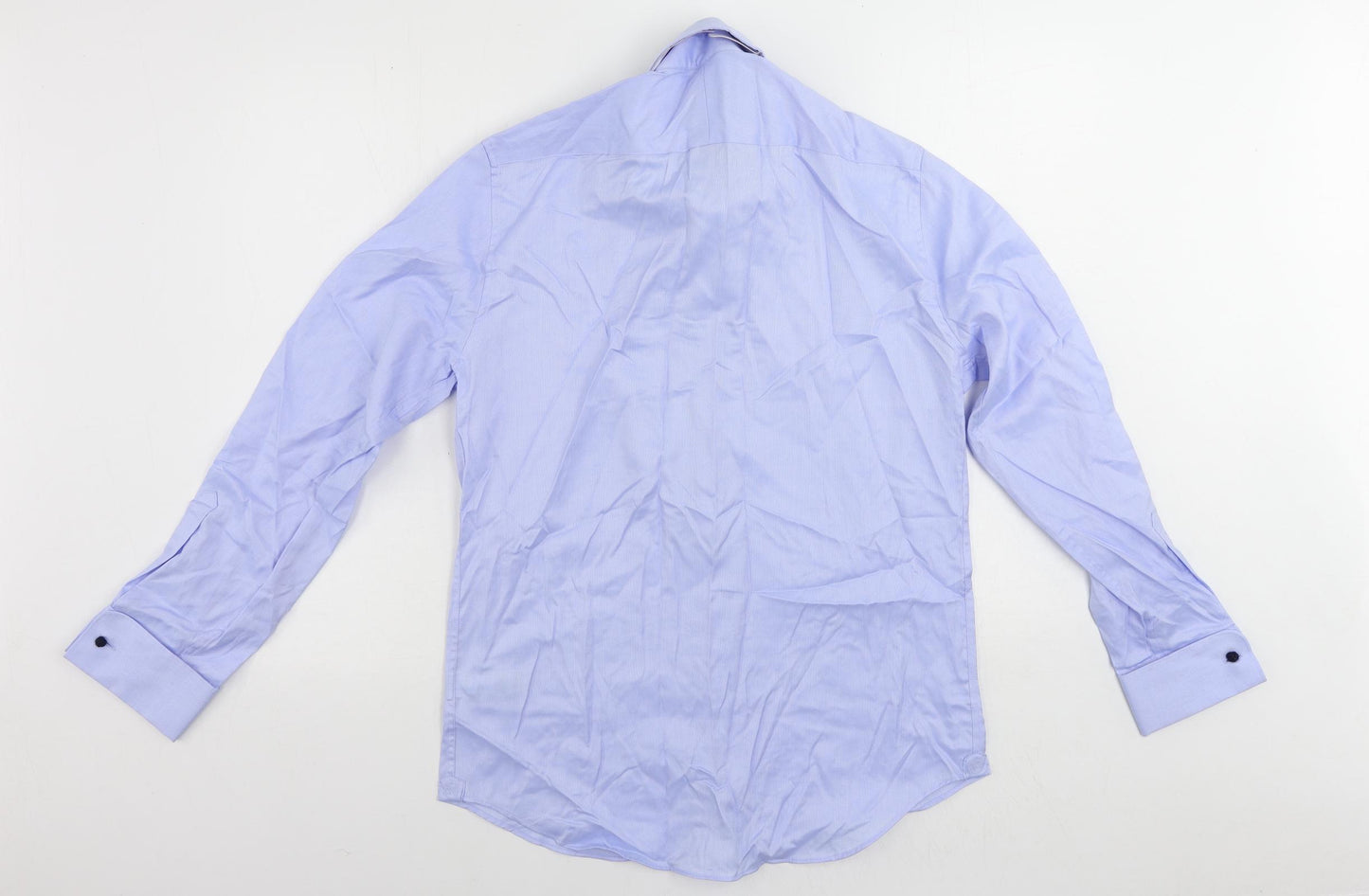 Marks and Spencer Mens Blue Cotton Dress Shirt Size 15.5 Collared Button