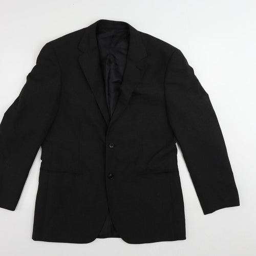 Marks and Spencer Mens Black Polyester Jacket Suit Jacket Size 38 Regular