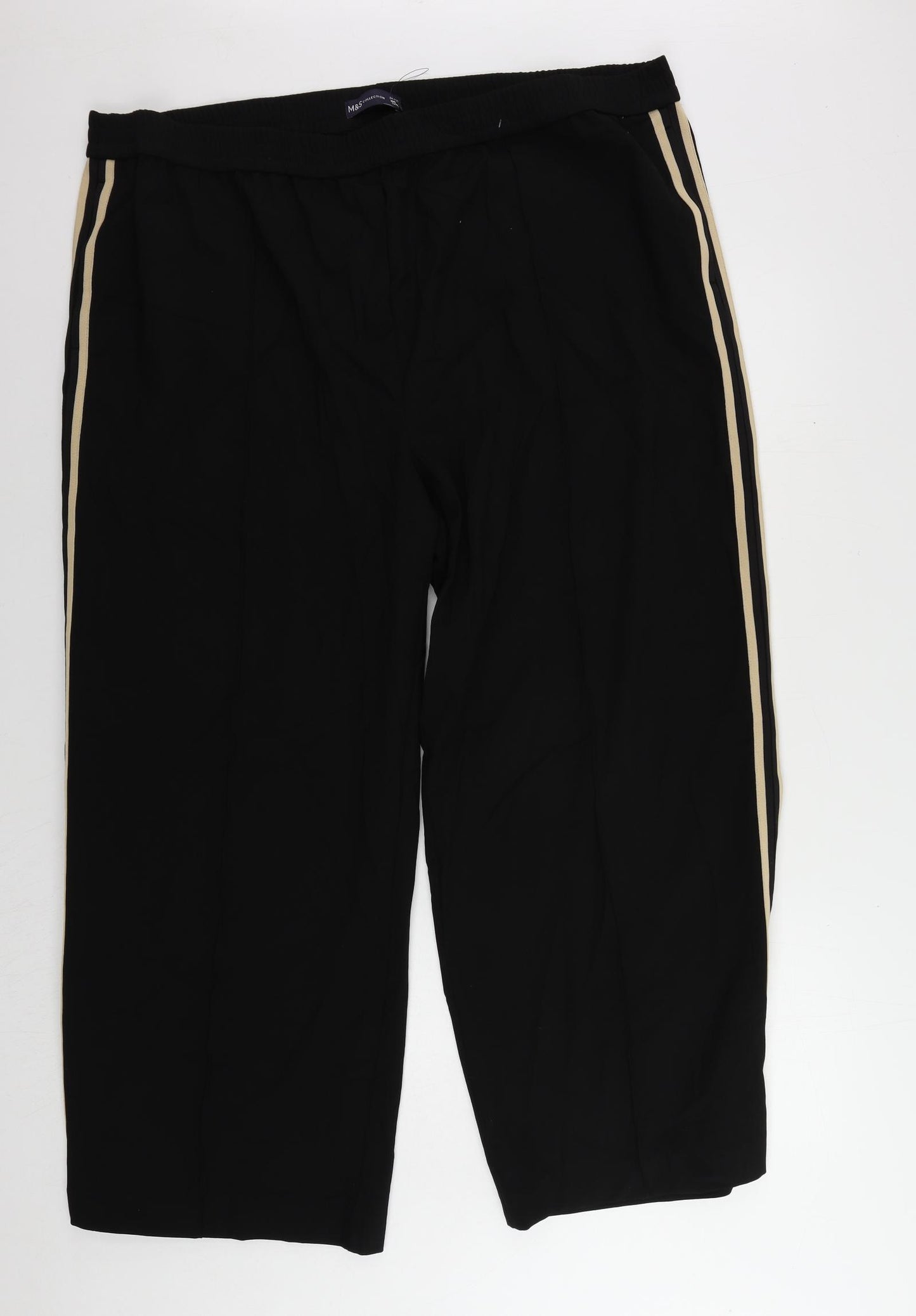 Marks and Spencer Womens Black Polyester Jogger Trousers Size 24 L29 in Regular - Elastic Waist
