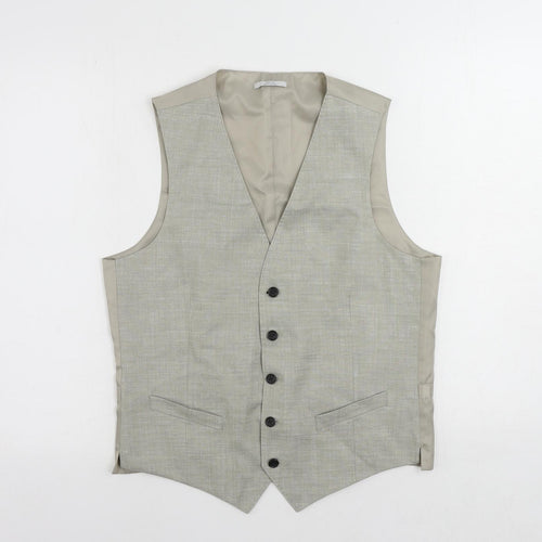 Marks and Spencer Mens Grey Linen Jacket Suit Waistcoat Size 38 Regular