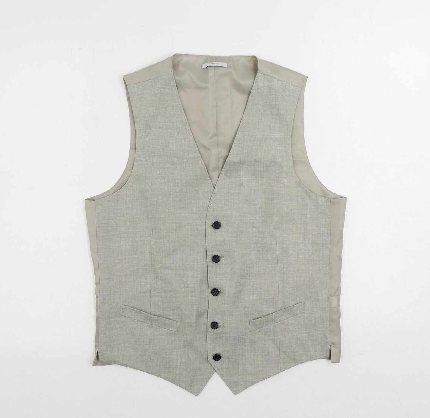 Marks and Spencer Mens Grey Linen Jacket Suit Waistcoat Size 38 Regular
