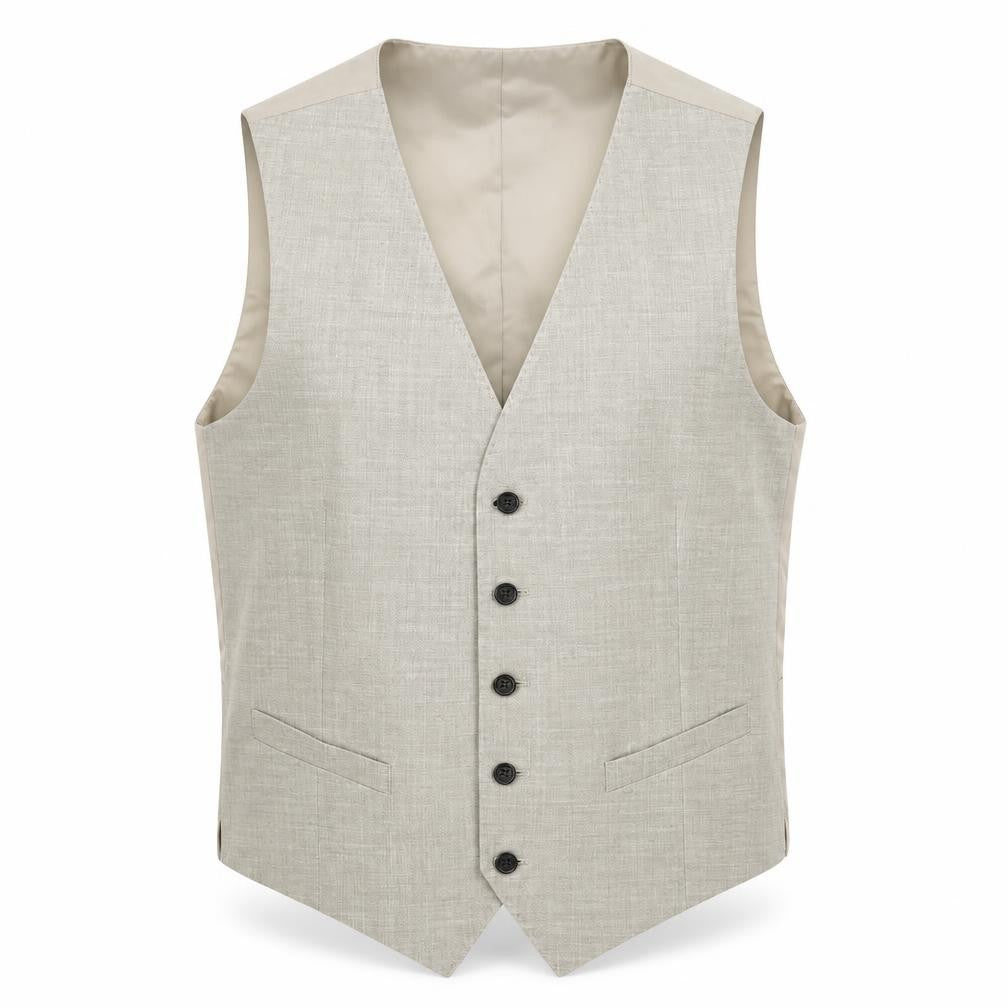 Marks and Spencer Mens Grey Linen Jacket Suit Waistcoat Size 38 Regular