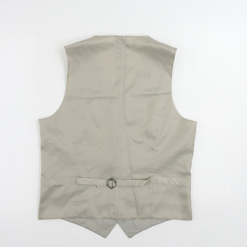 Marks and Spencer Mens Grey Linen Jacket Suit Waistcoat Size 38 Regular