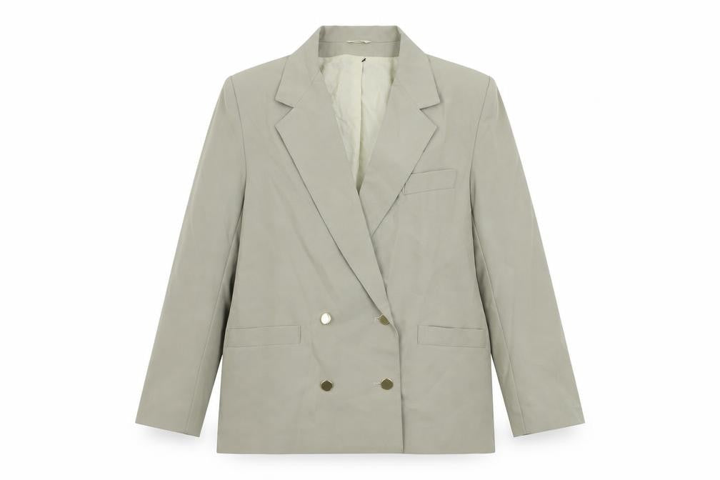 Front view of Accolade women’s green jacket blazer, size UK 14, button
