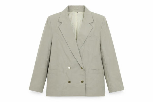 Front view of Accolade women’s green jacket blazer, size UK 14, button