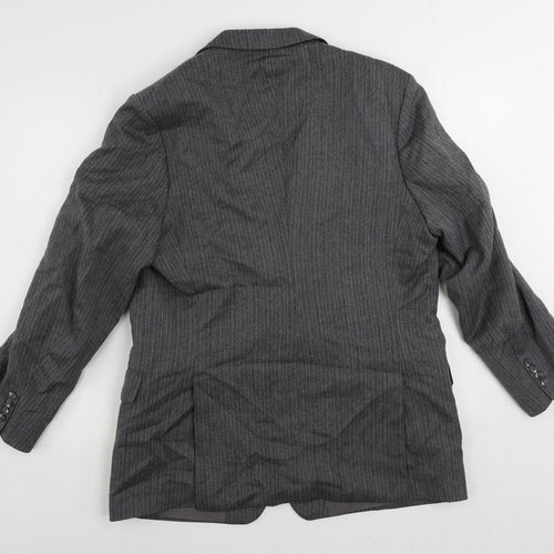 St Michael Mens Grey Striped Wool Jacket Suit Jacket Size 44 Regular - Vintage