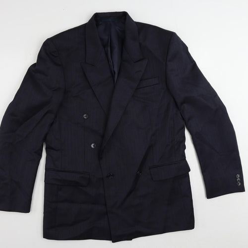 Canda Mens Blue Wool Jacket Suit Jacket Size 40 Regular
