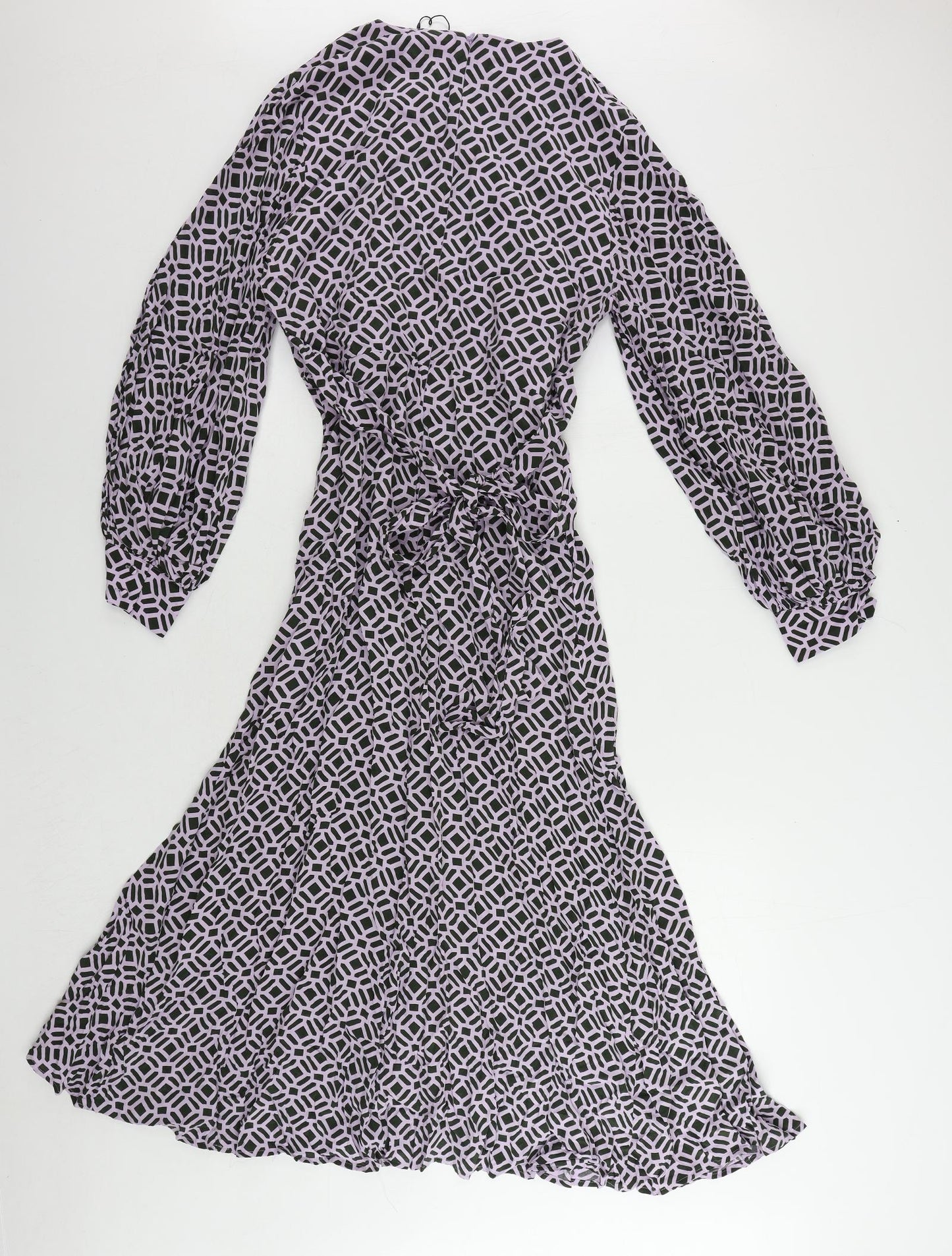 Autograph Womens Purple Geometric Viscose Maxi Size 8 Round Neck Zip