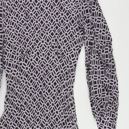 Autograph Womens Purple Geometric Viscose Maxi Size 8 Round Neck Zip