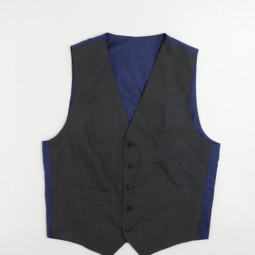 Marks and Spencer Mens Grey Wool Jacket Suit Waistcoat Size 36 Regular