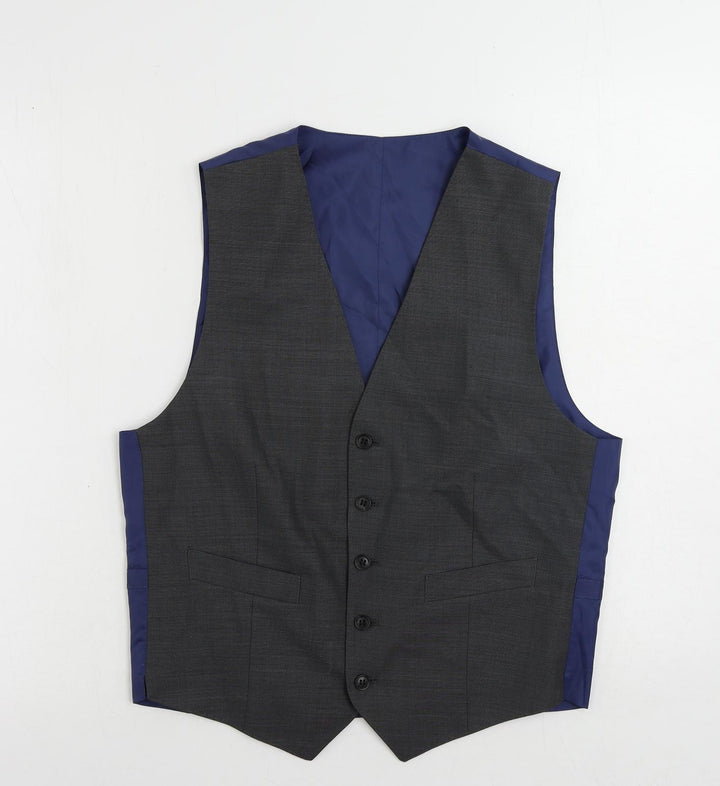 Marks and Spencer Mens Grey Wool Jacket Suit Waistcoat Size 36 Regular