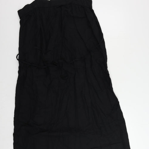 Marks Womens Black Linen Tank Dress Size 12 Square Neck Pullover