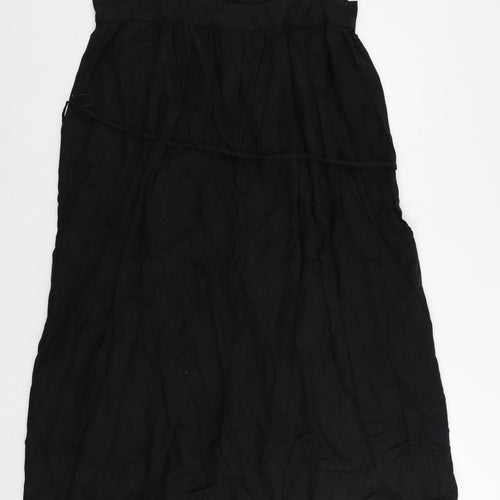Marks Womens Black Linen Tank Dress Size 12 Square Neck Pullover