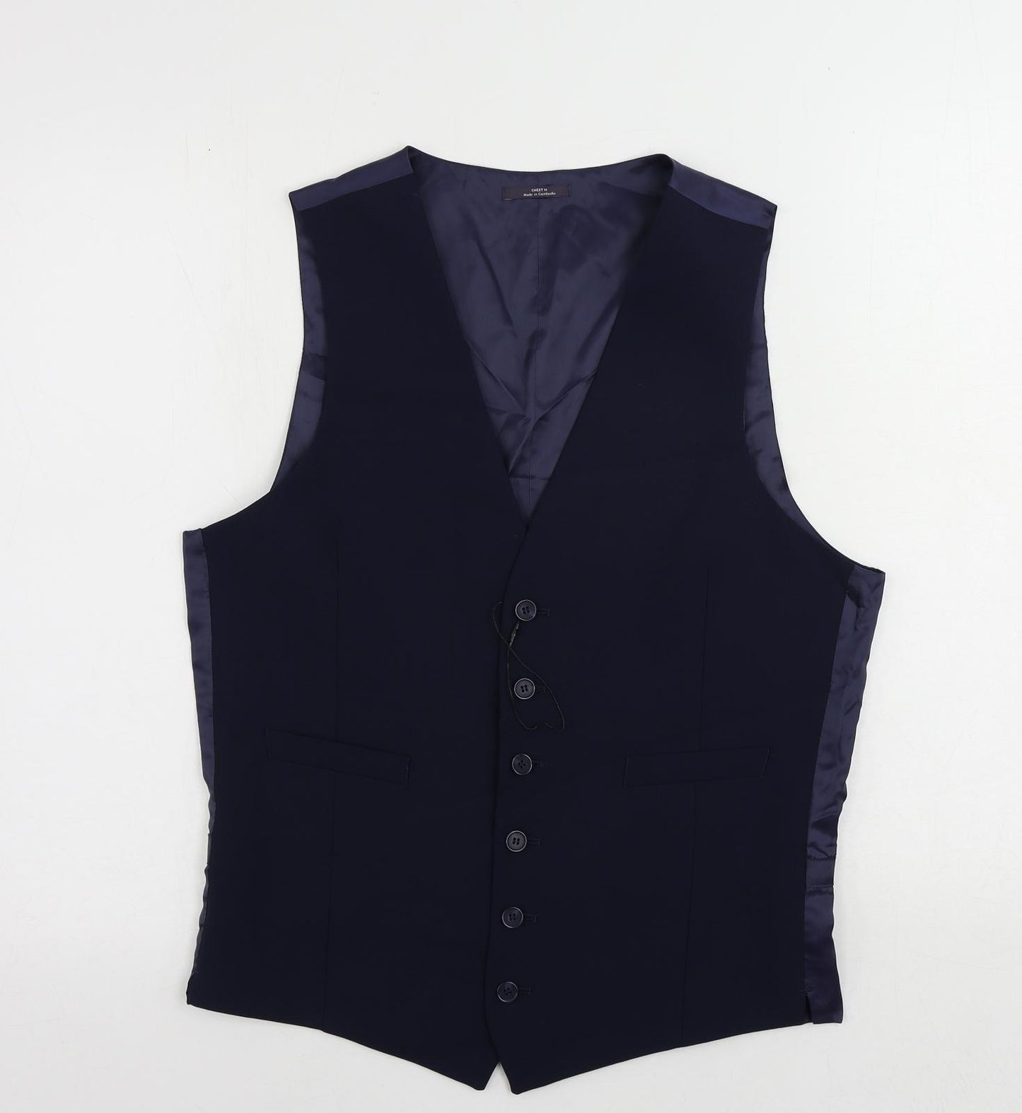Marks and Spencer Mens Blue Wool Jacket Suit Waistcoat Size 40 Regular