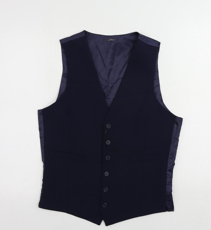 Marks and Spencer Mens Blue Wool Jacket Suit Waistcoat Size 40 Regular