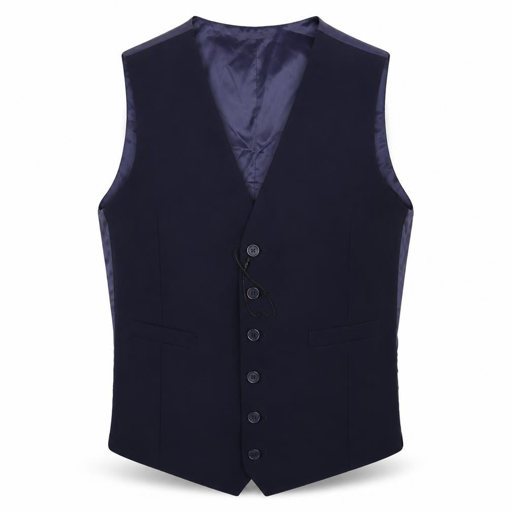 Front view of Marks & Spencer men’s blue wool jacket suit waistcoat, size 40, regular