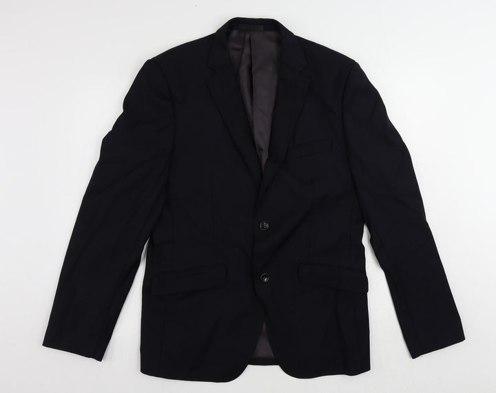 Frank Tailor Mens Blue Wool Jacket Suit Jacket Size 42 Regular