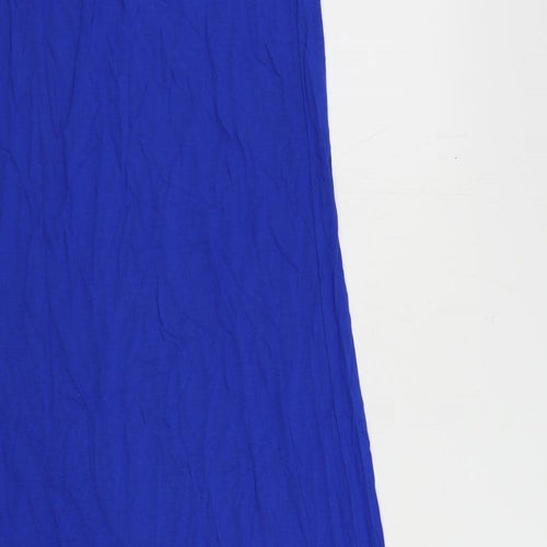 Marks and Spencer Womens Blue Viscose Slip Dress Size 10 Scoop Neck Pullover