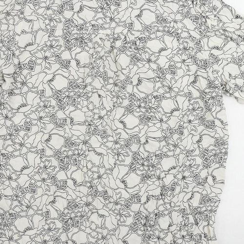 Marks and Spencer Womens White Floral Viscose Basic Blouse Size 12 V-Neck