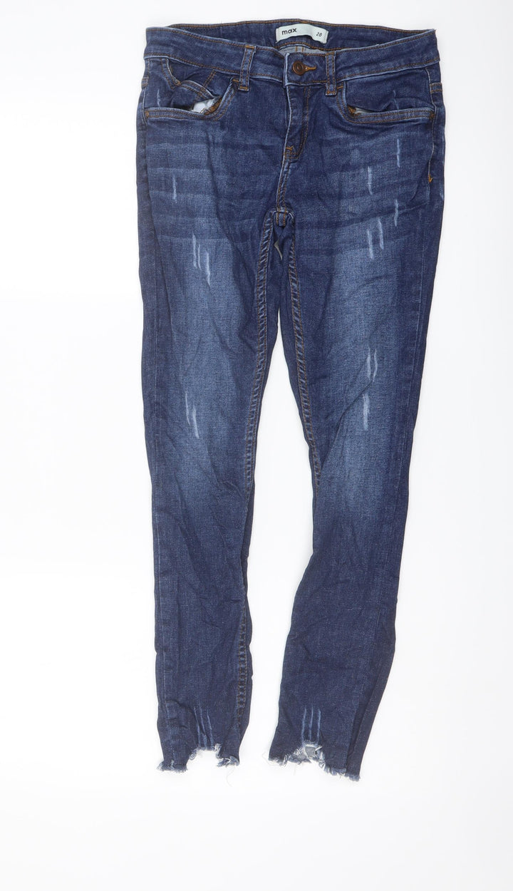 Max Womens Blue Cotton Skinny Jeans Size 28 in L26 in Regular Button