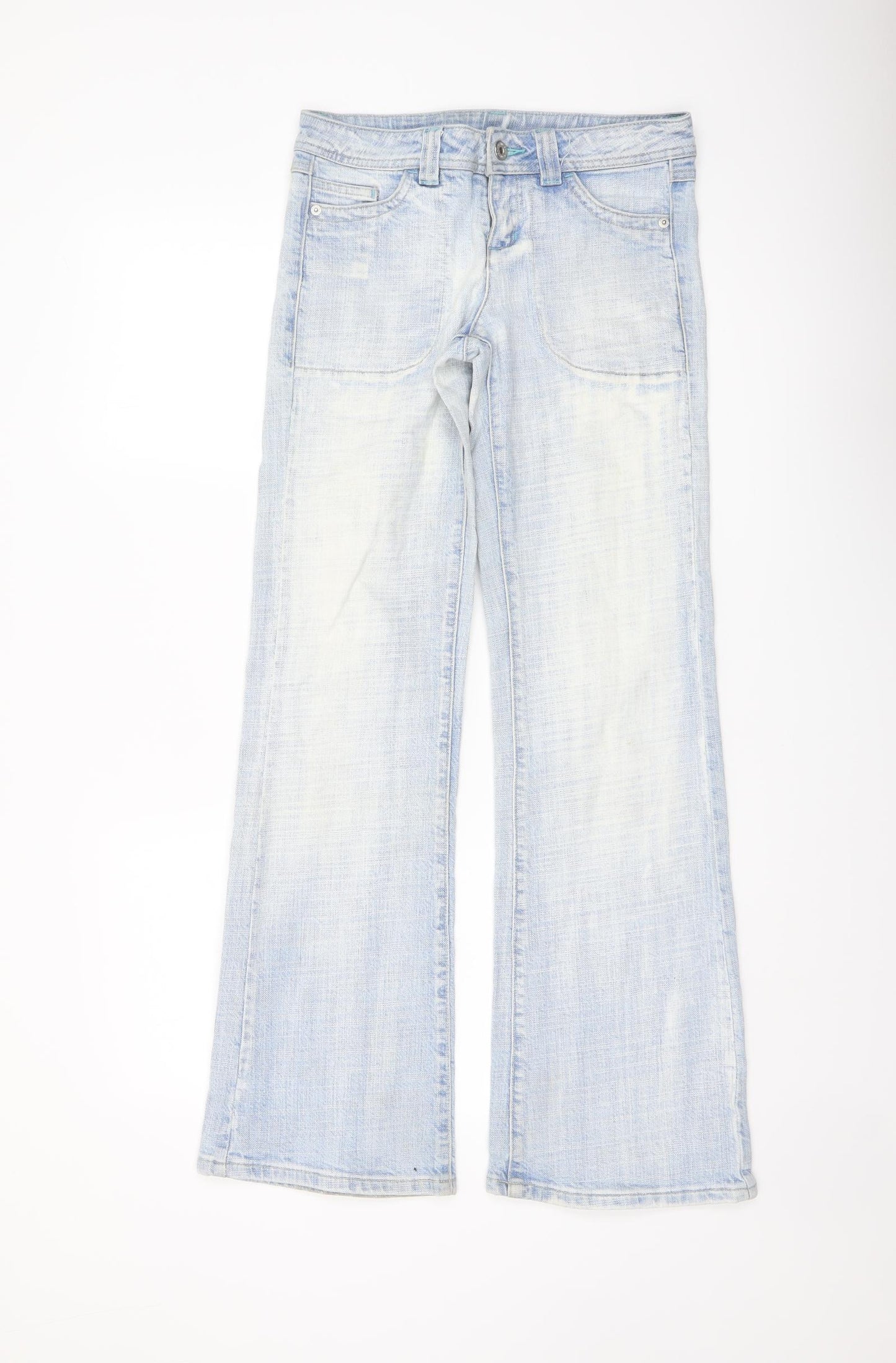 Moto Womens Blue Cotton Bootcut Jeans Size 28 in L31 in Regular Button