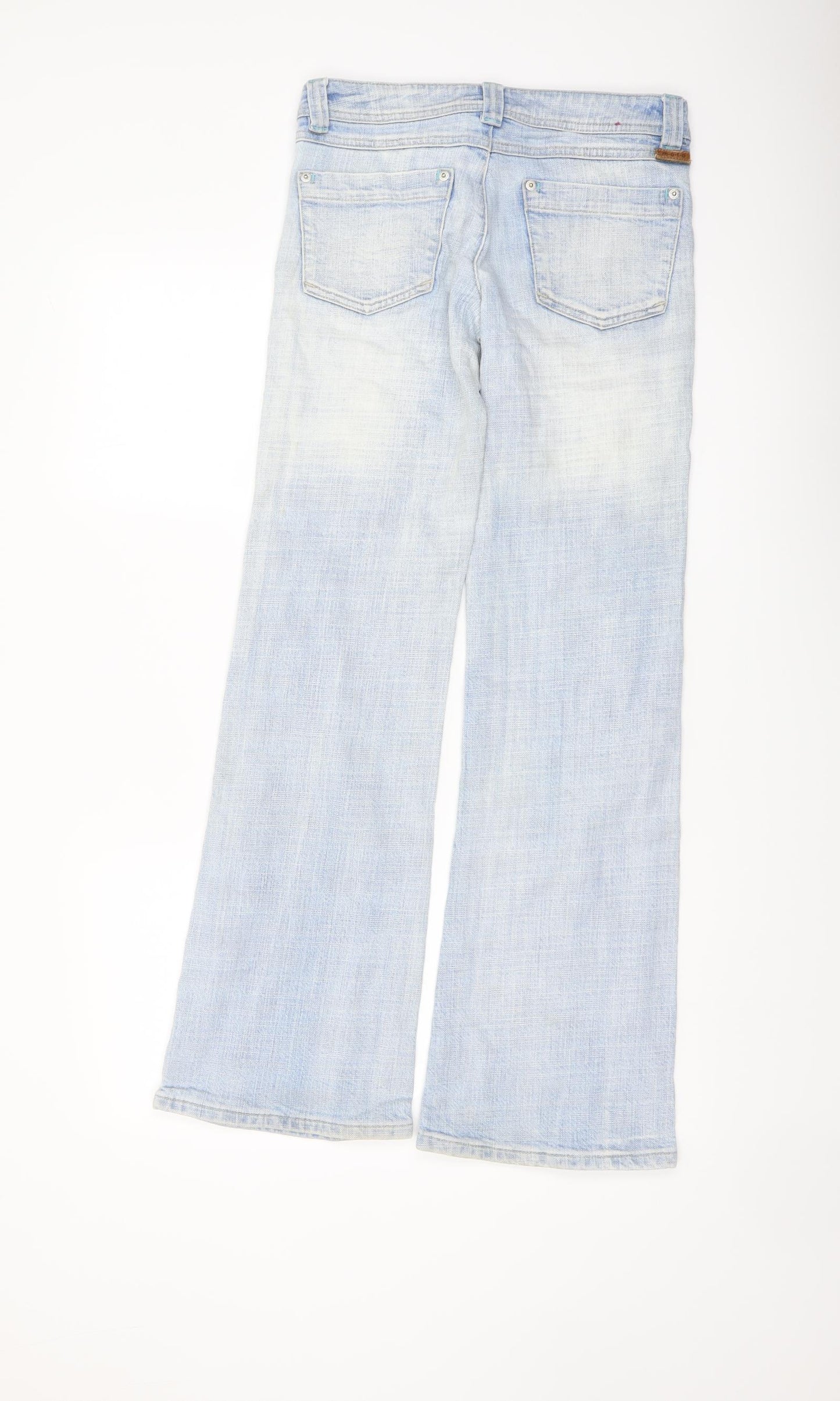 Moto Womens Blue Cotton Bootcut Jeans Size 28 in L31 in Regular Button