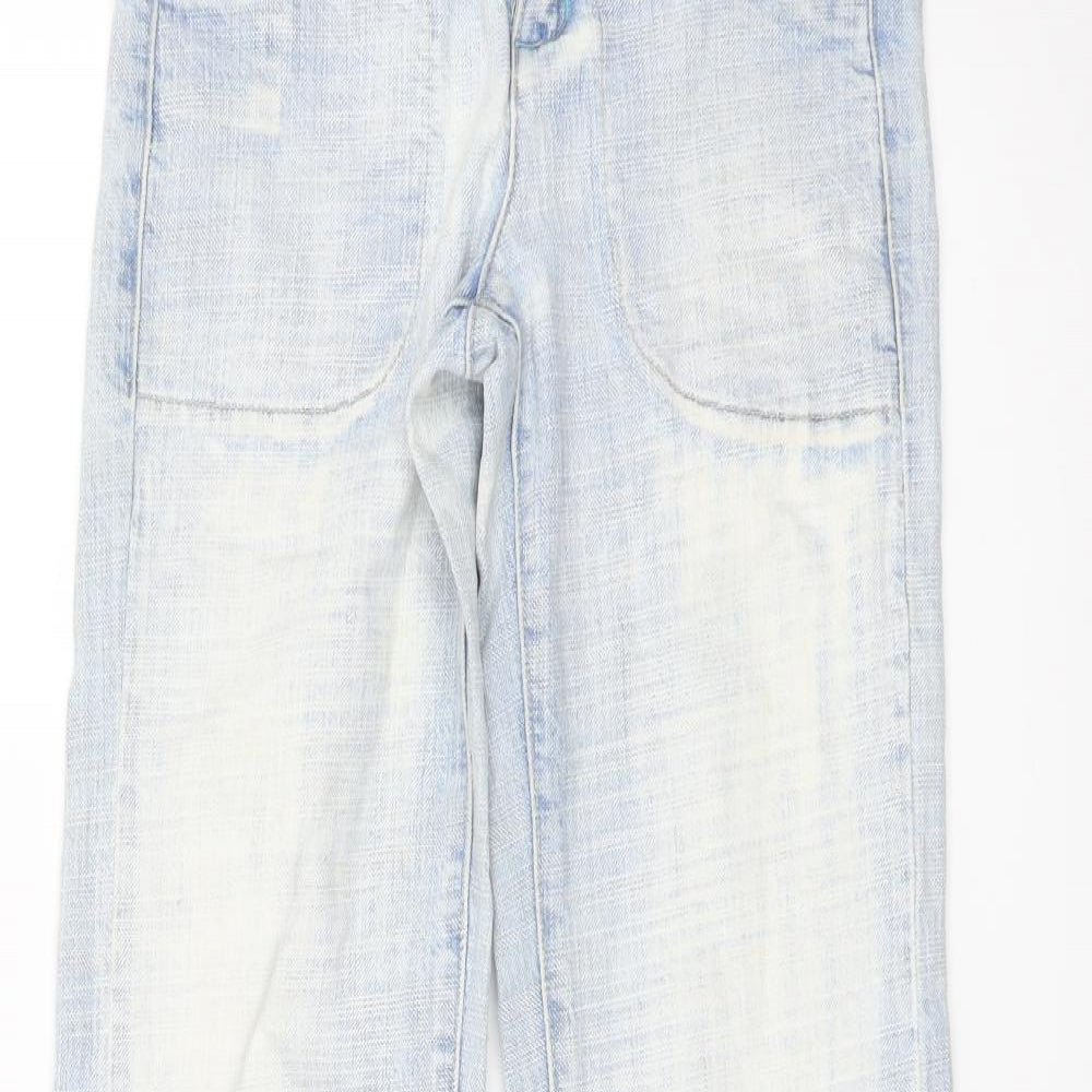 Moto Womens Blue Cotton Bootcut Jeans Size 28 in L31 in Regular Button