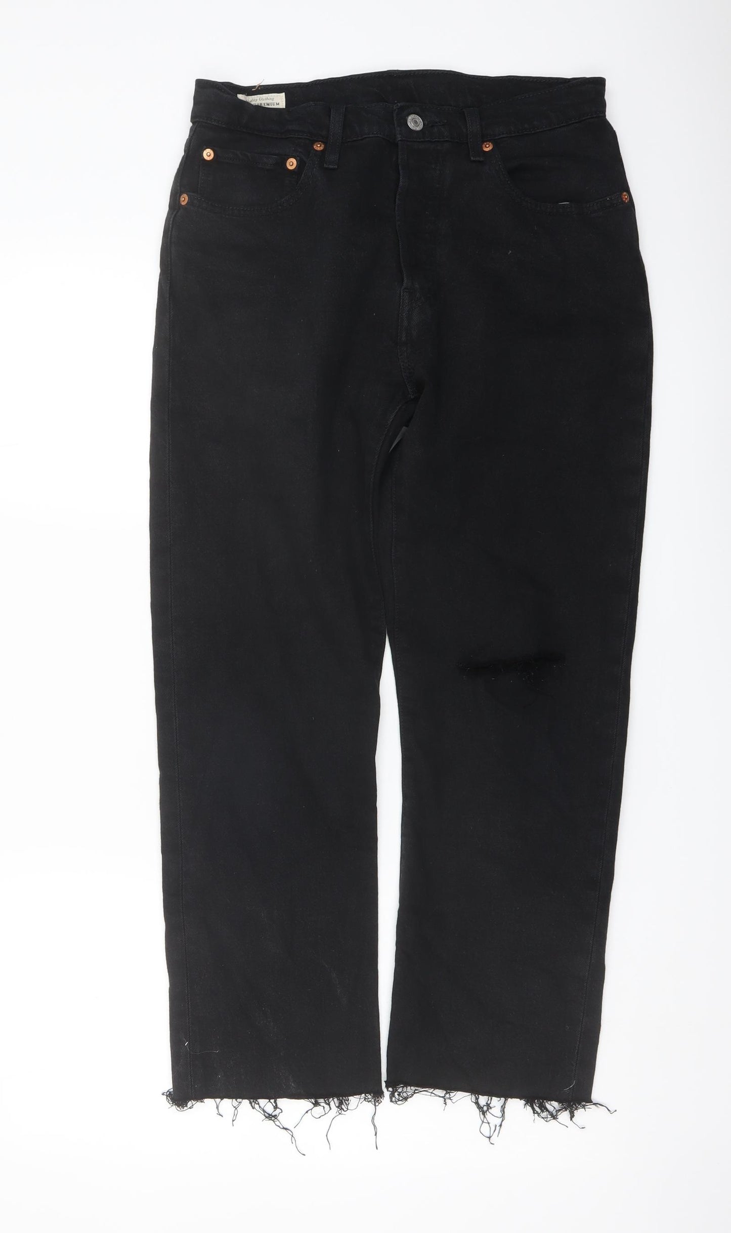 Levi's Womens Black Cotton Cropped Jeans Size 28 in L25 in Regular Button