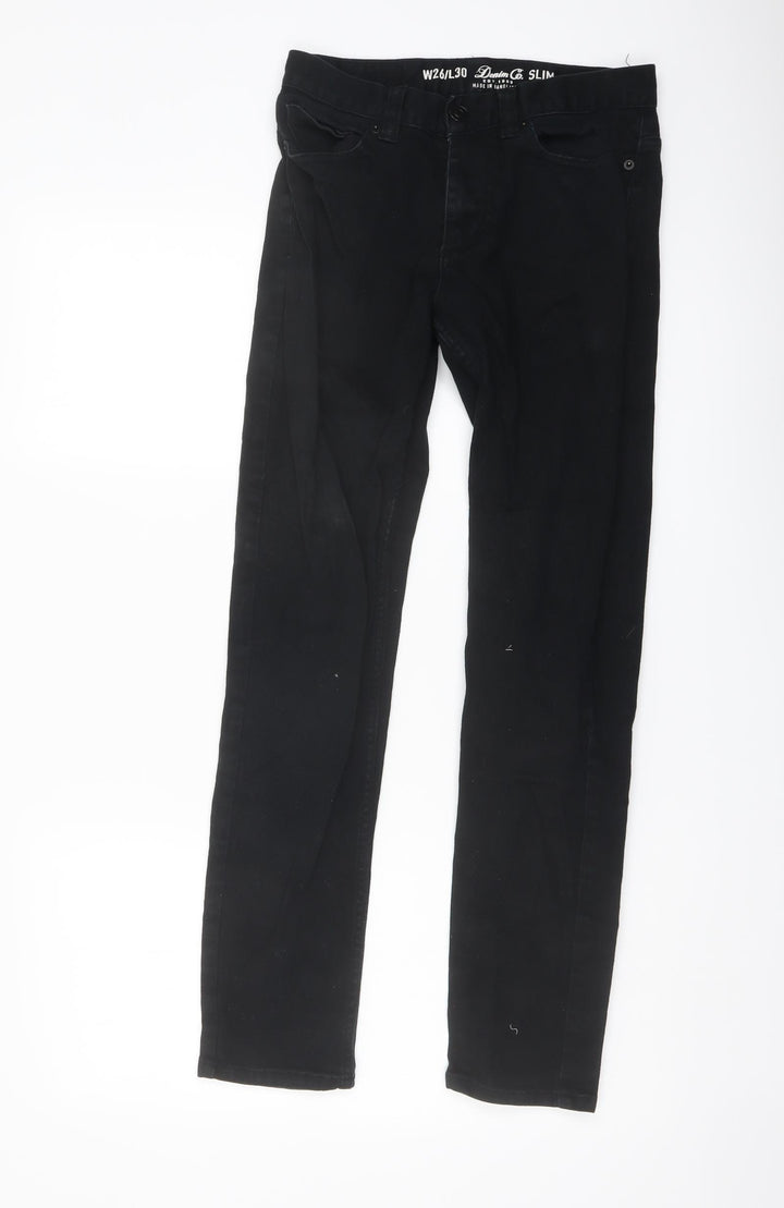 Denim & Co. Mens Black Cotton Straight Jeans Size 26 in L30 in Regular Button