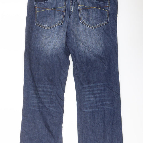 Johnnie Mens Blue Cotton Straight Jeans Size 30 in L30 in Regular Button