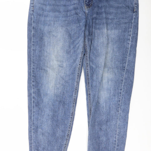 Yishion Womens Blue Cotton Mom Jeans Size 34 in L25 in Regular Button