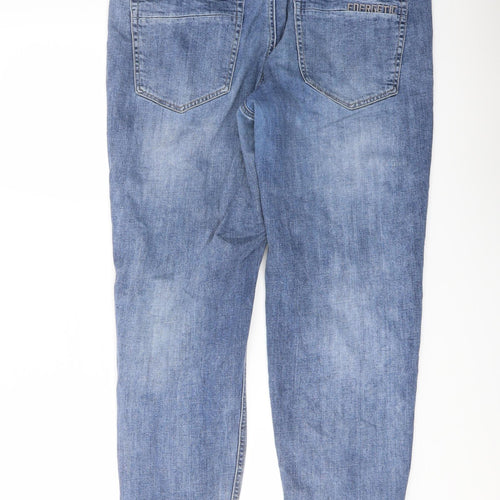 Yishion Womens Blue Cotton Mom Jeans Size 34 in L25 in Regular Button