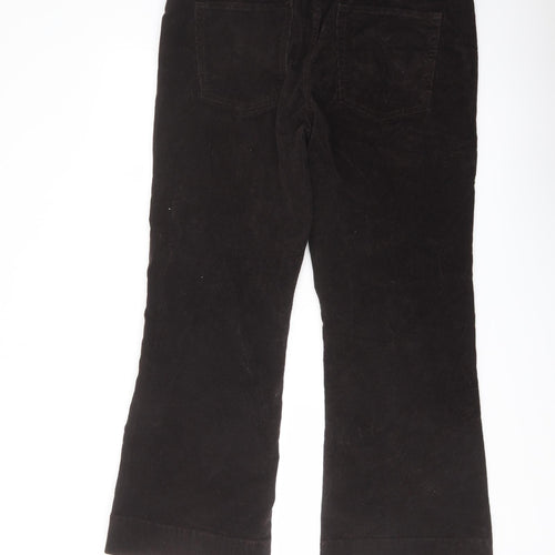 Marks and Spencer Womens Brown Cotton Trousers Size 18 L28 in Regular Button