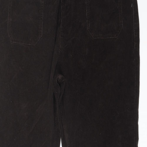 Marks and Spencer Womens Brown Cotton Trousers Size 18 L28 in Regular Button